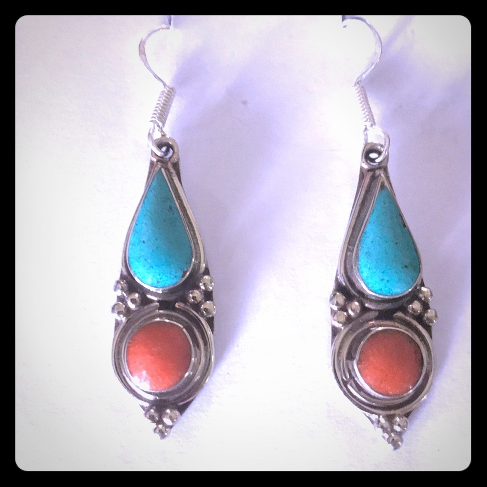 Navajo Coral & turquoise earrings